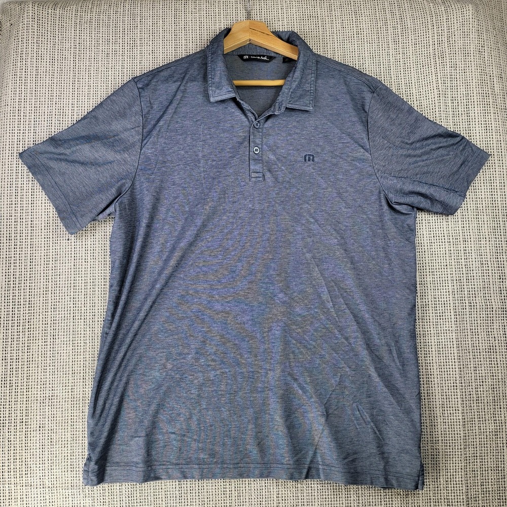 Travis Mathew Polo Shirt Mens 2XL Blue Golf Athletic Performance Casual XXL Peru
